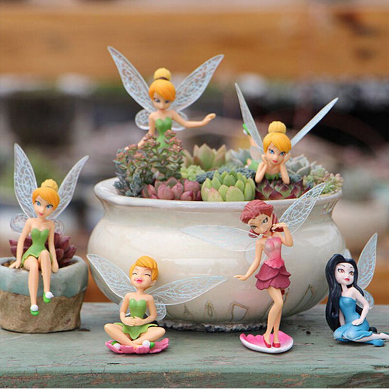 6pcs/Lots Tinkerbell Tinker Bell Fairy Girls Dolls 6pcs Figures Cake Topper Party Toy Gift