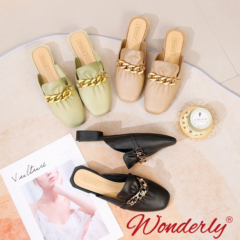 1301-2 Sepatu Sandal Slop Jelly Gesper Wanita Wonderly Sepatu Mules Flat Cewek