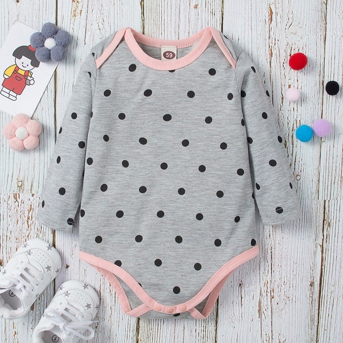 SALES!Romper Jumpsuit Bayi Anak Perempuan Baju Dotted Katun Lengan Panjang Kasual Bodysuit