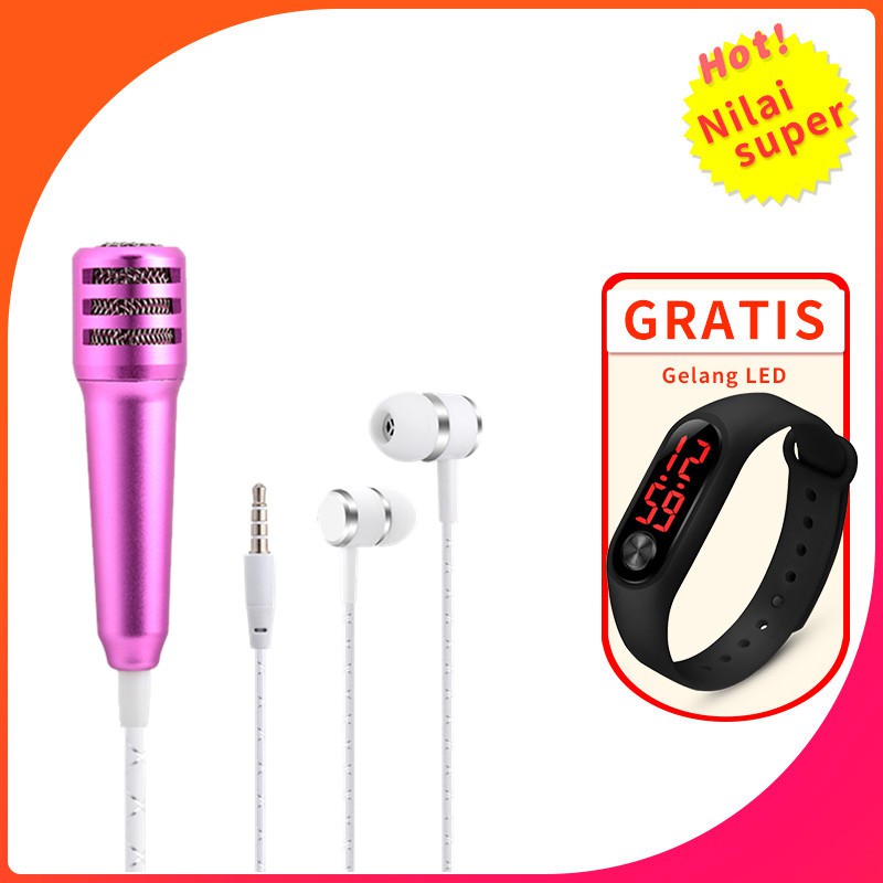 【Jam Tangan LED Xiaomi Gratis】Mikrofon mini android iphone karaoke mikrofon mikrofon telepon kecil