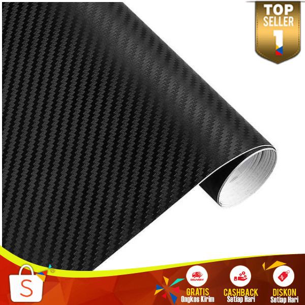 Stiker Vinyl Carbon Fiber Mobil Car Wrap 3D Multifungsi 127x30 CM Sticker Mewah Mudah Dipasang