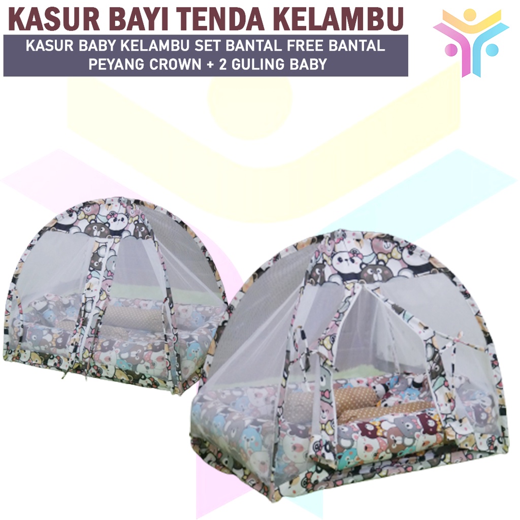 2 || KASUR BAYI TENDA KELAMBU / KASUR BABY KELAMBU SET BANTAL FREE BANTAL PEYANG CROWN + 2 GULING BABY