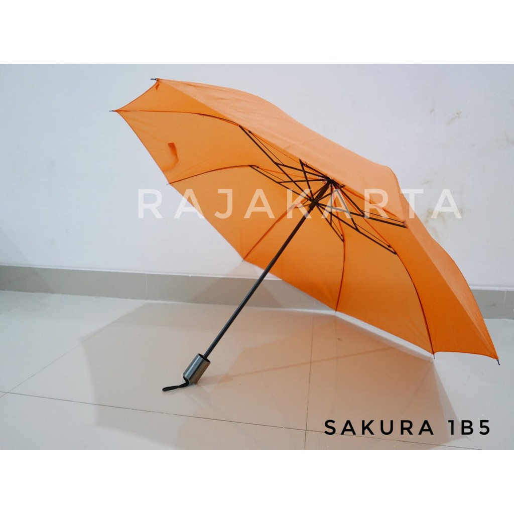 PAYUNG LIPAT 2 ORANGE TULANG HITAM MERK SAKURA 1B5