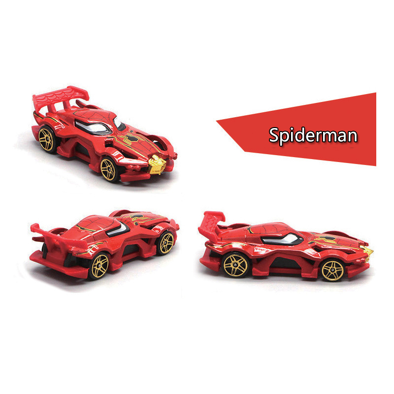 6pcs/set 1per64mainan Mobil Sport Super Hero Thor Iron Man Spider Man Hulk Metal Alloy Model Balap Mainan Untuk Anak Laki-Laki