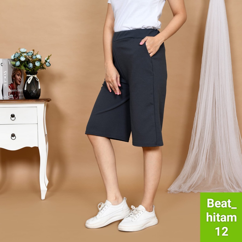 CELANA PENDEK POLOS 7/8 KULOT WANITA BASIC CREP