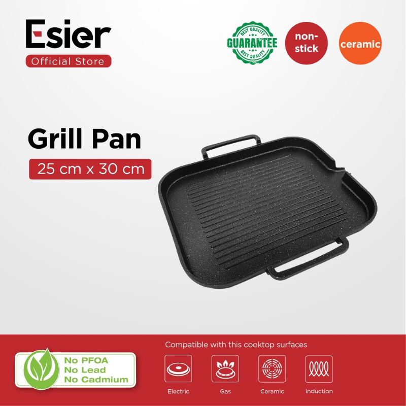 Esier BBQ Grill Pan - Pemanggang Daging untuk Kompor Gas / Induksi