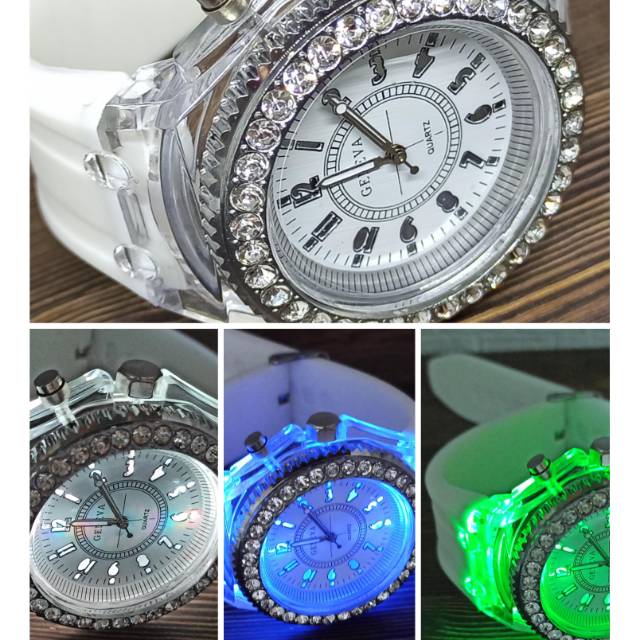 Jam Tangan Wanita Diamond Rhinestone LED exclusive luminous Quartz Women Watch W87 Geneva