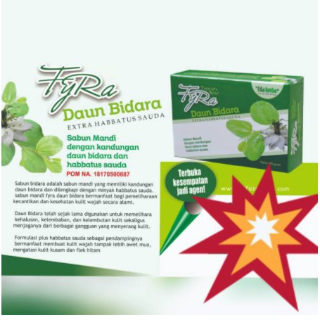 Sabun Mandi Herbal Fyra Daun BIDARA Ekstra Habbatussauda Alami Tanp Eefek Samping Berkualitas Alami.