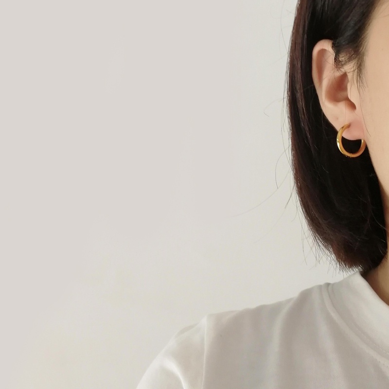 Anting Hoop Warna Emas Gaya Punk Hip-Hop Untuk Aksesoris