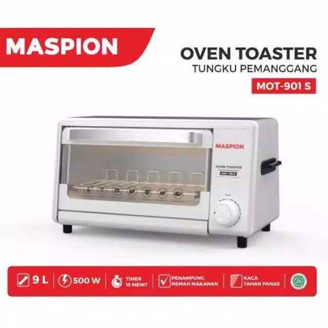 Oven Toaster MOT 901S Maspion 901 S Pemanggang Listrik 9 Liter 500W original