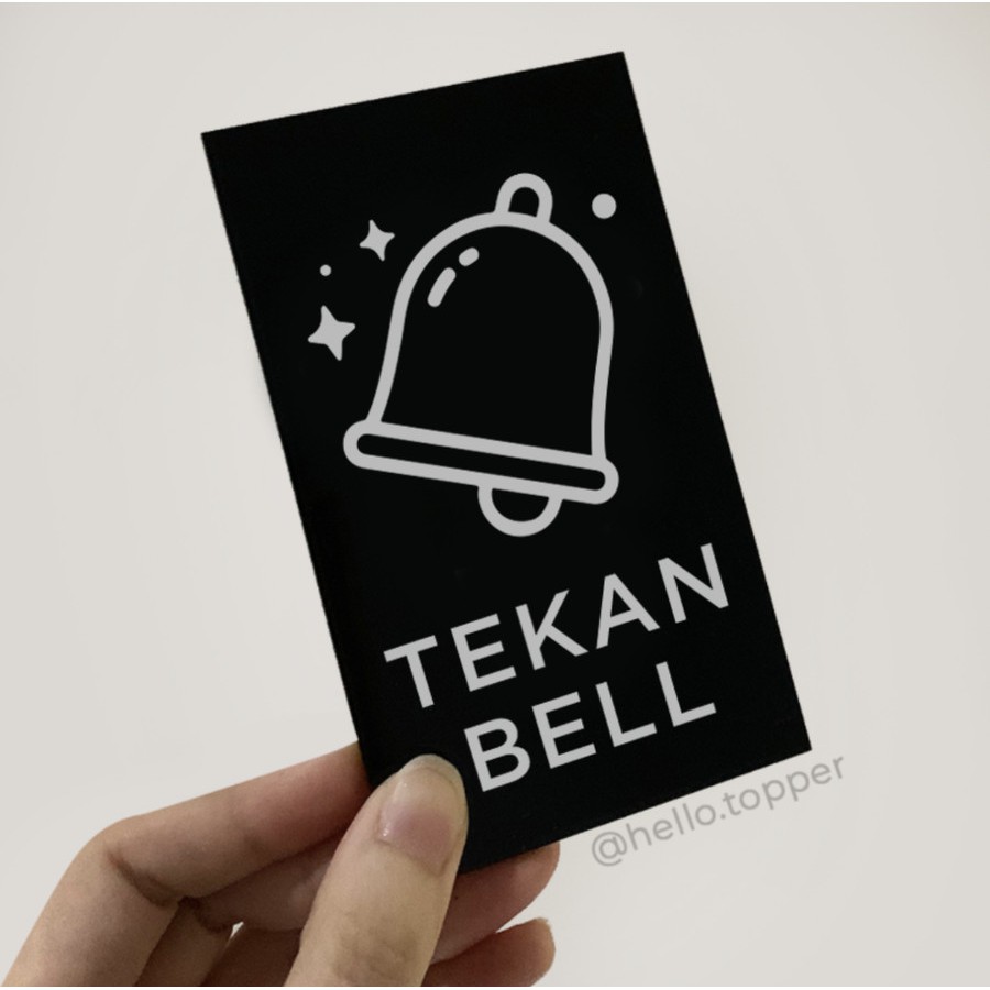 Sign Mini Tekan Bell Akrilik Printed 12x7 | Label Bell