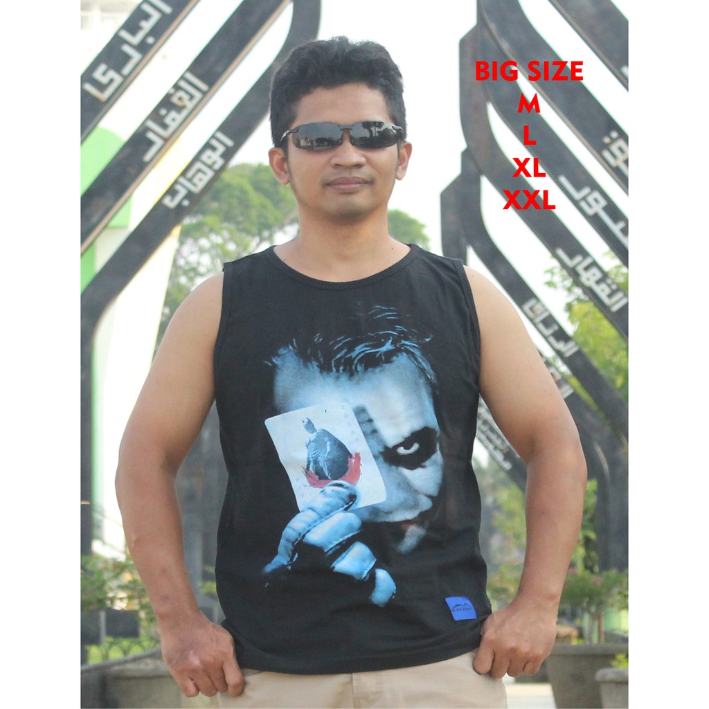 baju singlet pria dewasa Fitness Gym Training ukuran jumbo bahan tebal