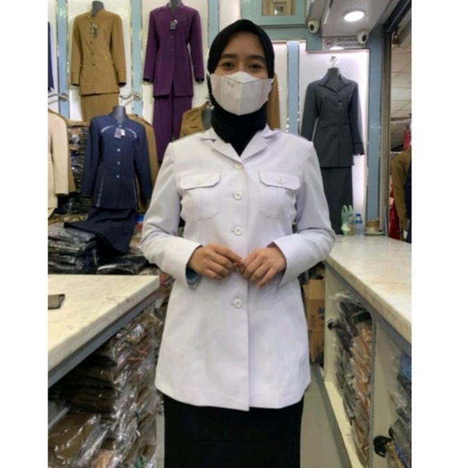 Seragam Dinas Putih Wanita / Blazer Kerja Putih / Baju dinas hitam Putih rok span / Seragam Hitam Putih Wanita / Baju dinas hitam Putih / Baju PNS hitam Putih / Baju ASN hitam Putih