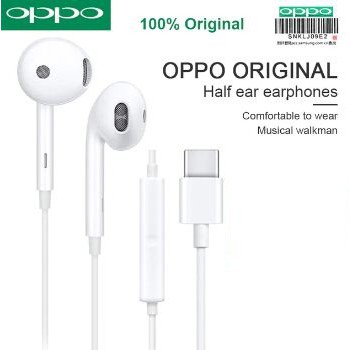 Headset OPPO find x k3 r16 pro reno MH135-3 Type-C Half Ear Earphones Original 100%