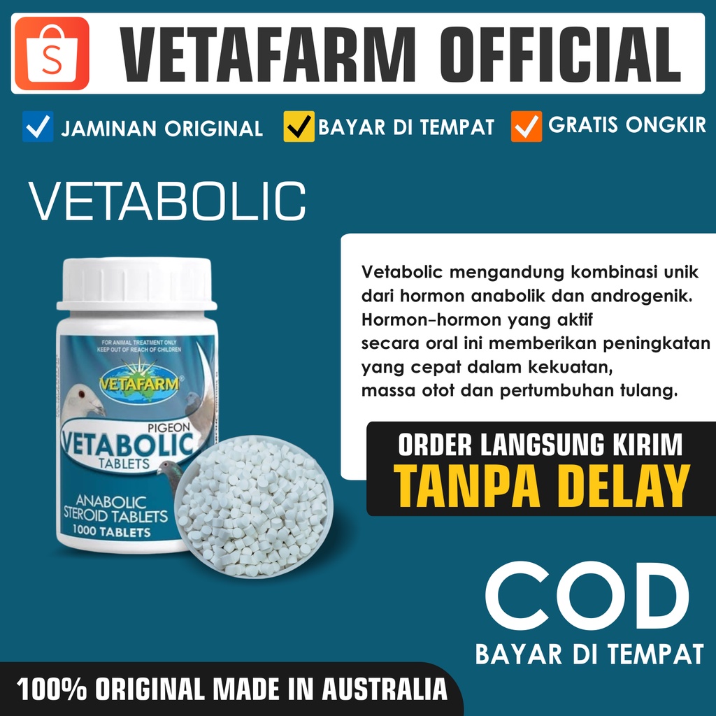 VETAFARM PIGEON VETABOLIC ORIGINAL 100% IMPORT AUSTRALIA - HARGA PER BUTIR