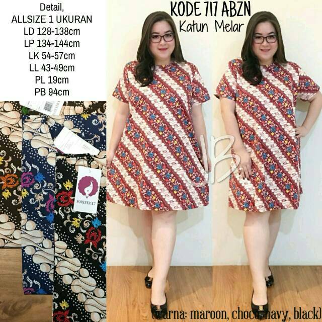 SUPPLIER JUMBOBIGSIZE: BAJU DRESS TERUSAN BATIK SIMPLE LURUS JUMBO BIG SIZE BIGSIZE PLUS MELAR 717