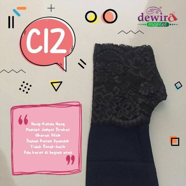 Manset Jempol Brukat Dewira - Handsock Fingerless Renda Katun Spandeks - Kaos Tangan - Pengantin