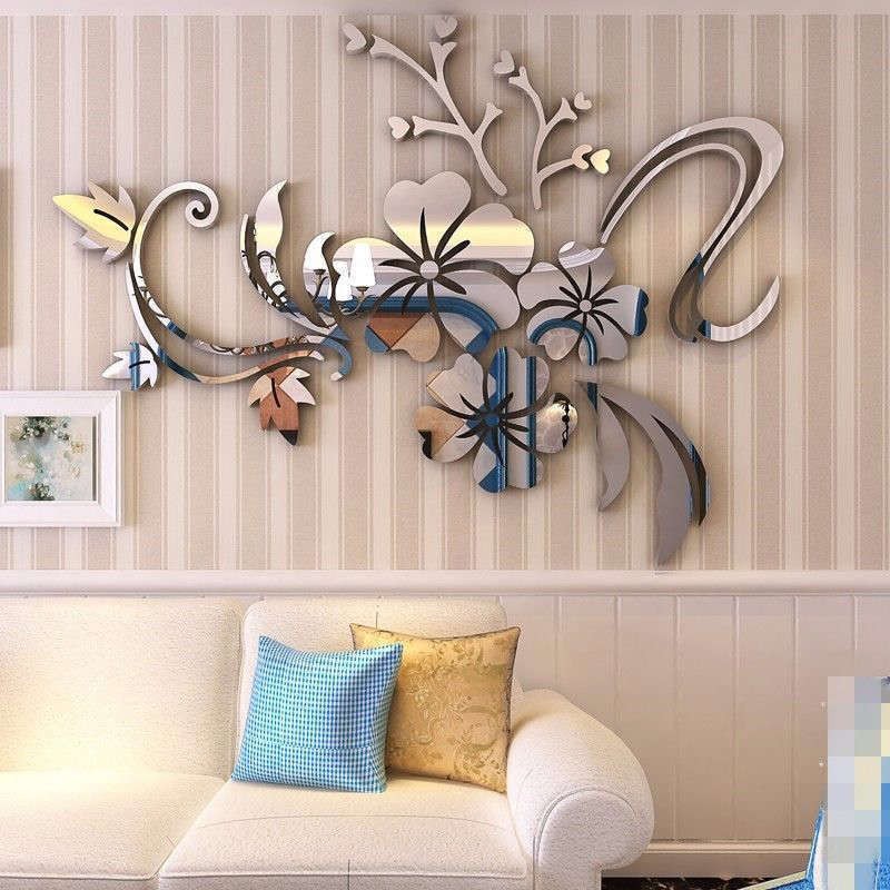 Hot Sale/Removable 3D Mirror Flower Art Stiker Dinding Acrylic Mural Decal Dekorasi Kamar Rumah