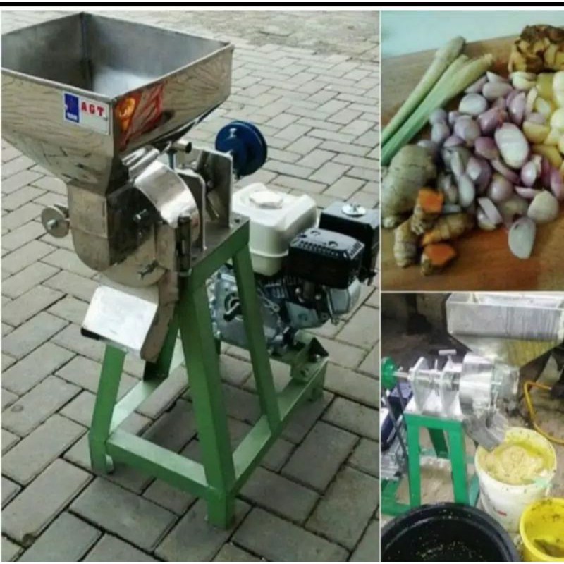 Mesin gilingan bumbu/rempah stainless 6"+Mesin penggerak Bensin