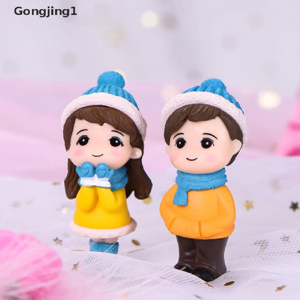 Gongjing1 2pcs / set Miniatur Pasangan Kekasih Untuk Dekorasi Taman Mini / Lansekap Mikro