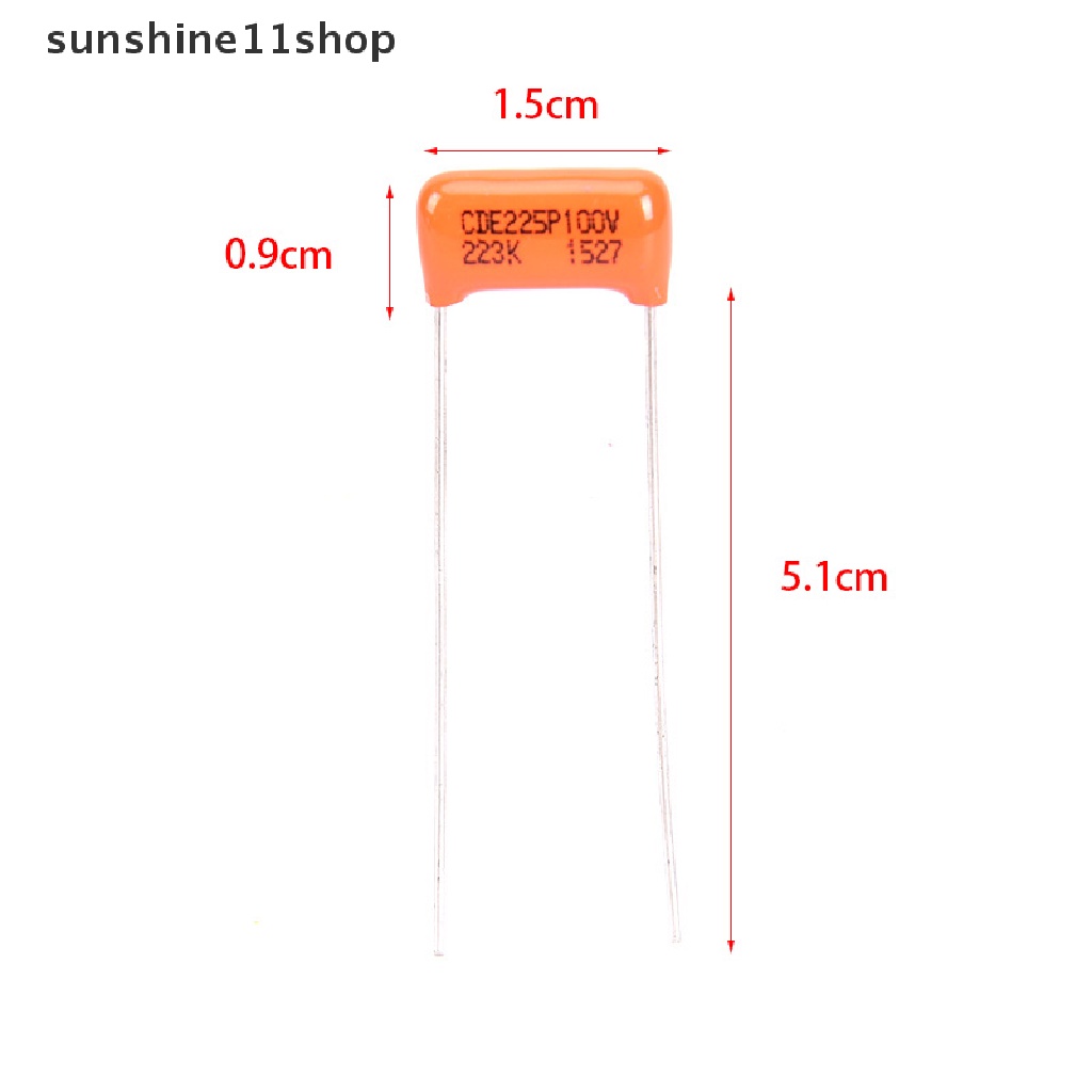 Sho 1pc Kapasitor CDE225P 223K 0.022UF 100V Untuk Gitar Bass Elektrik