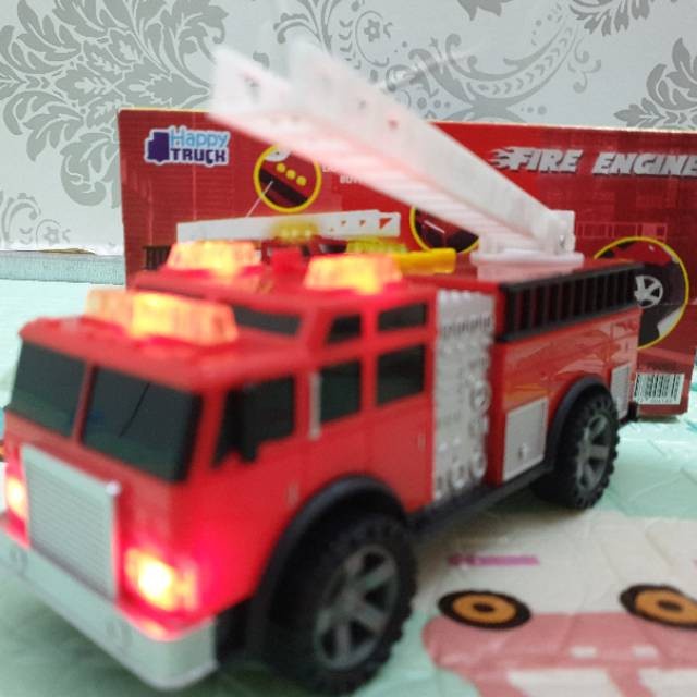BISA COD Hot Mainan Truk Pemadam Kebakaran Fire Truck Ladder Truk Tangga Suara MURAH