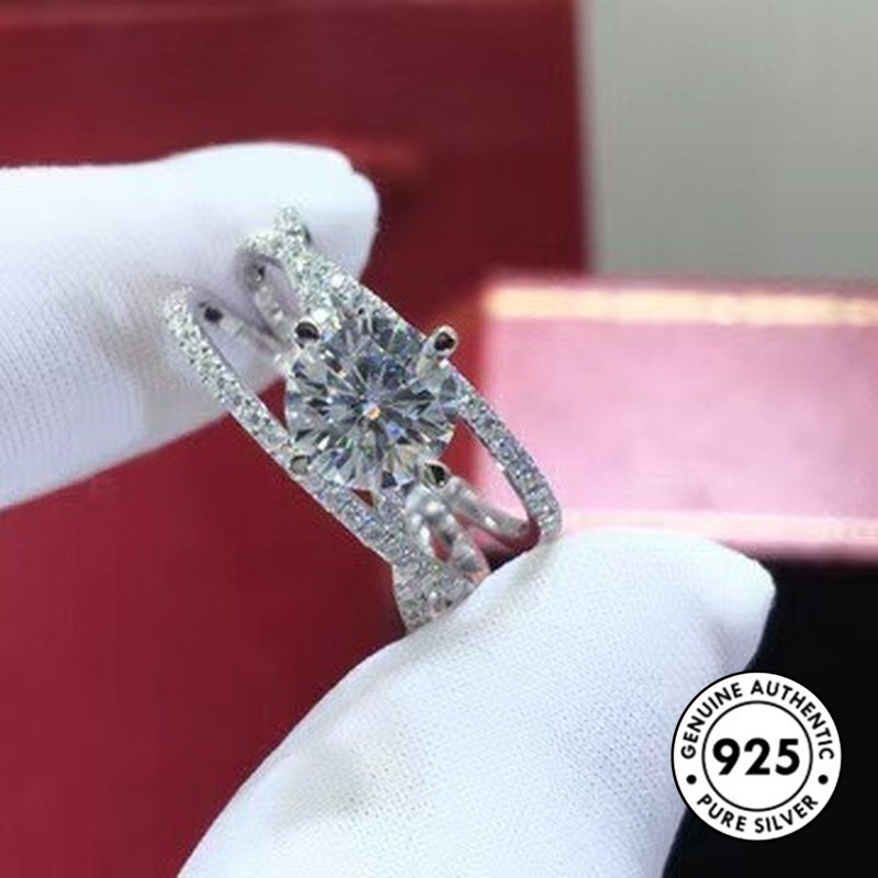 Cincin Berlian Bahan 925 Sterling Silver Untuk Wanita