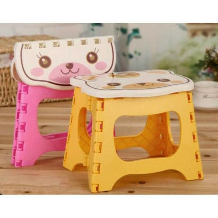 Kursi Lipat Mini Plastik Anak Serbaguna Foldable Chair Portable Kartun