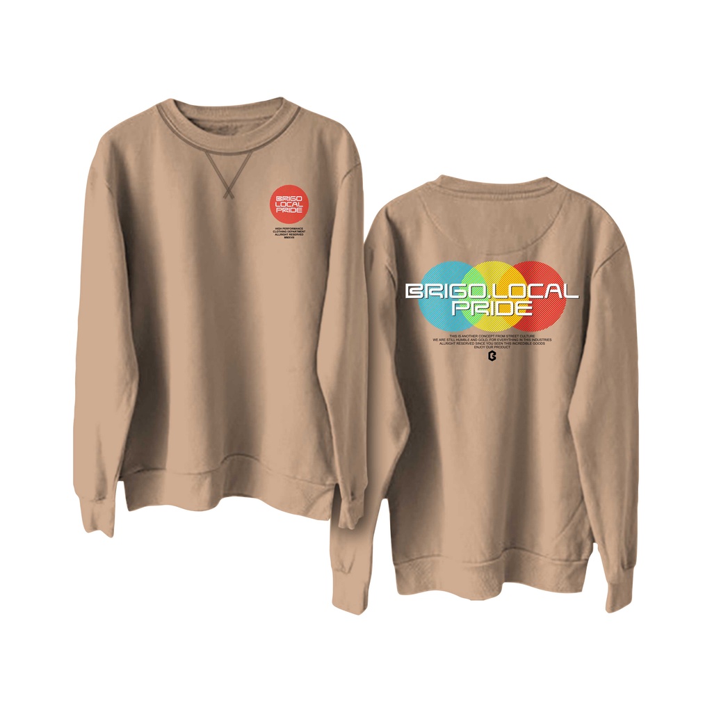 Sweater Crewneck BRIGO Three Circle Sablon DTF Fleece Cotton II BRIGO Basic Sweatshirt  Three Circle II M-XXL (Pria &amp; Wanita) Free stiker&amp;Gantungan Kunci