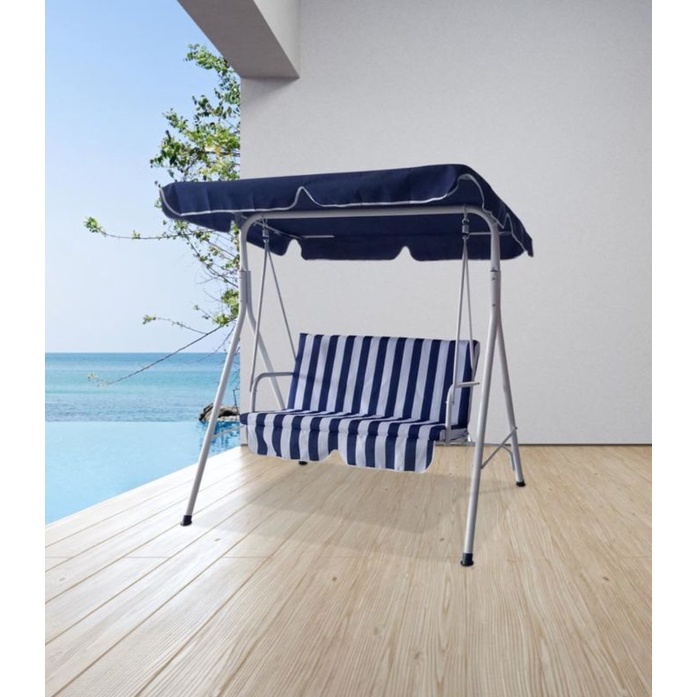 SOLEIL Kursi Ayunan 2 Dudukan/Swing Chair Stripe PutihBiru New Arrival