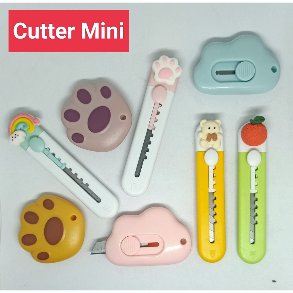 

~ PIYOSHI08 ~ Cutter Mini Lucu Pisau Pemotong Kertas Motif Awan Paw Print Carrot MA40