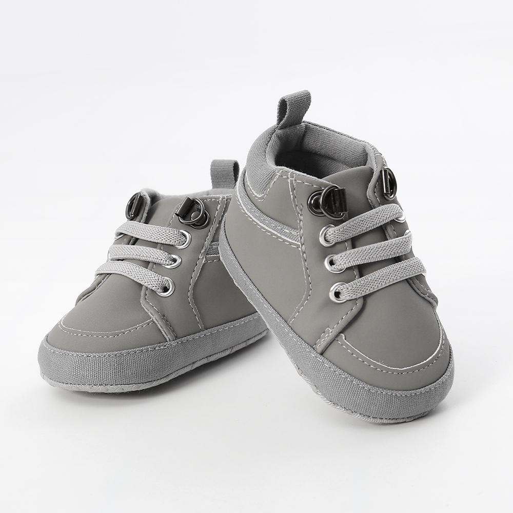 Sepatu Prewalker Bayi Laki Laki Umur 0 - 12 Bulan Sepatu Boots Anak Bayi Laki Laki Perempuan Baby Boot Prewaker Shoes Murah Umur 0 - 14 Bulan, umur 1 Tahun Abu AK 01