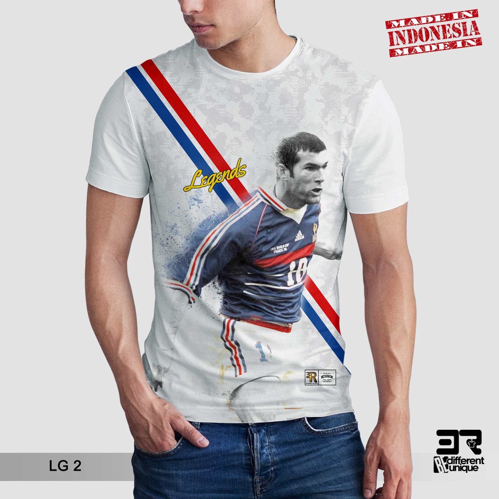 [ COD ] KAOS PRINTING GAMBAR LEGENDA SEPAKBOLA  ZIDANE - BAJU SEPAK BOLA INTERNASIONAL DISTRO ORIGIN