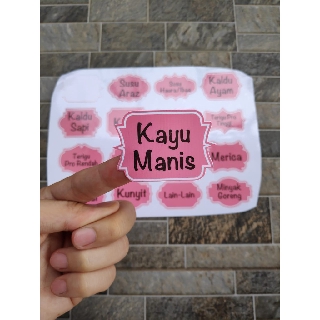 Stiker Label Nama  Bumbu Dapur  Murah Print Cut Warna  Bebas 