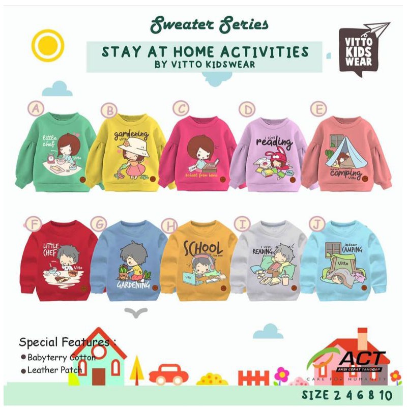 SWITER KAOS ANAK CEWEK COWOK Sz 2 - 10 T