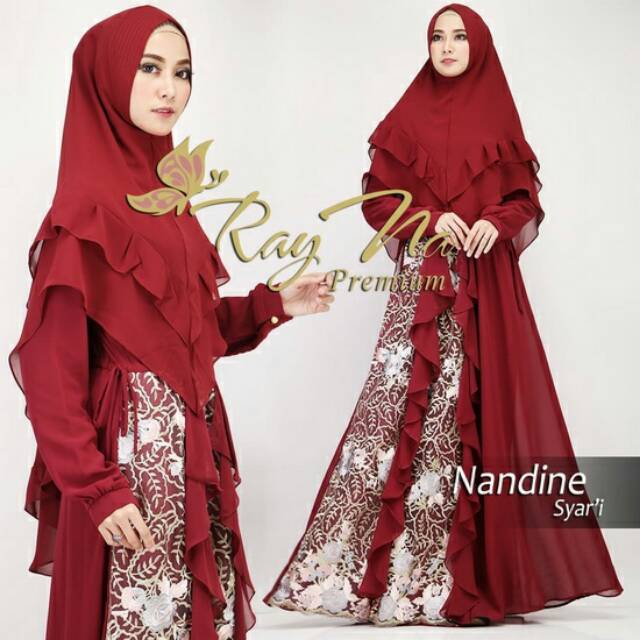 Gamis Pesta Brokat Syari NANDINE by RAYNA Branded Original