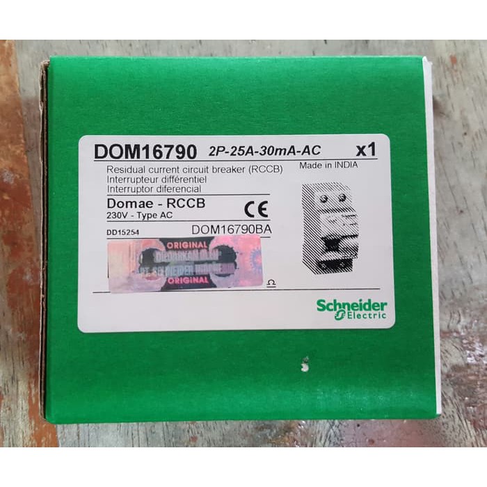 SCHNEIDER ELCB 2P 25A 30MA DOM16790
