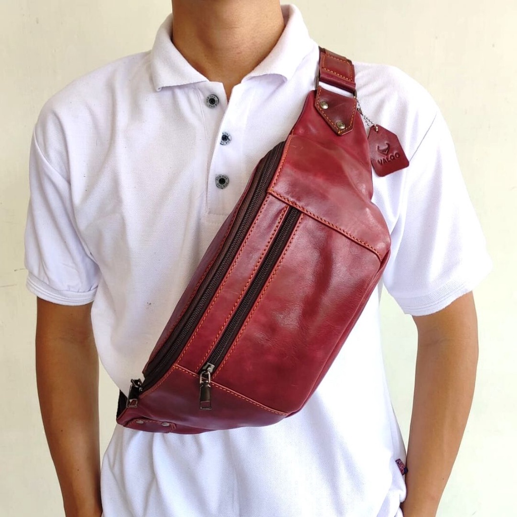 Waistbag ZENA Tas Selempang Pria Bahan Kulit Slingbag Cowok - Original Leather Bag