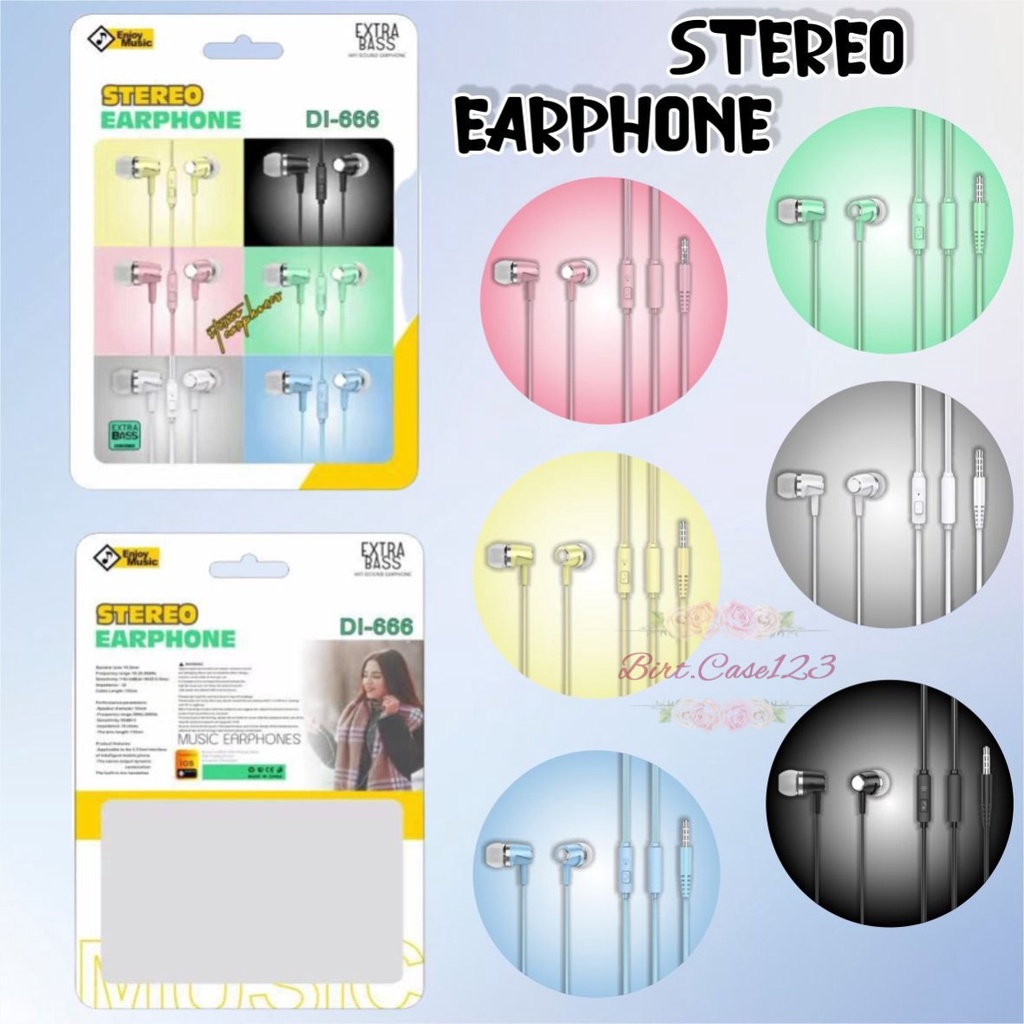 EARPHONE HEADSET HF HEADSFREE MACARON PISTON SUPER BASS DI666 FOR OPPO SAMSUNG VIVO XIAOMI INFINIX REALME BC6335