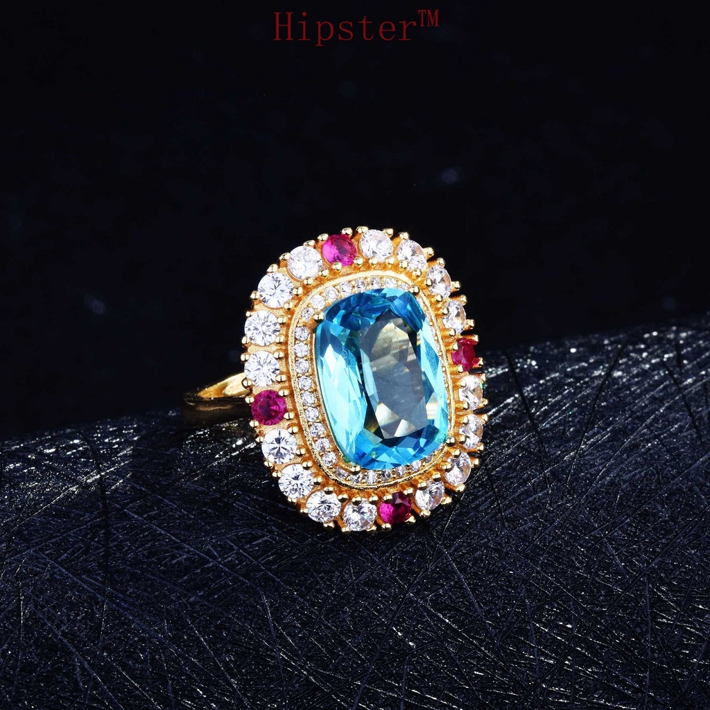 Popular High-End Jewelry Sky Sapphire Pendant Luxury Full Diamond Set