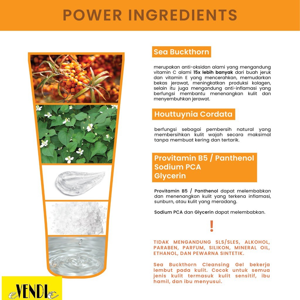 READYSTOCK KLEVERU Sea Buckthorn Cleansing Gel | Facial Wash - 100mL