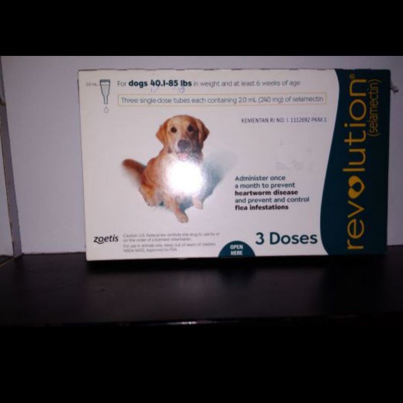 revolution dog anjing 40.1-85lbs (1tube) obat tetes kutu Anjing selamectin