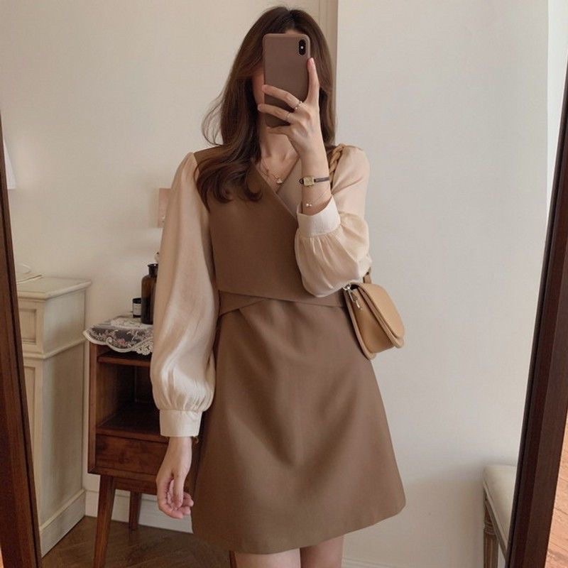 [BISA COD]Dress Pendek Brow Slim Waist M85