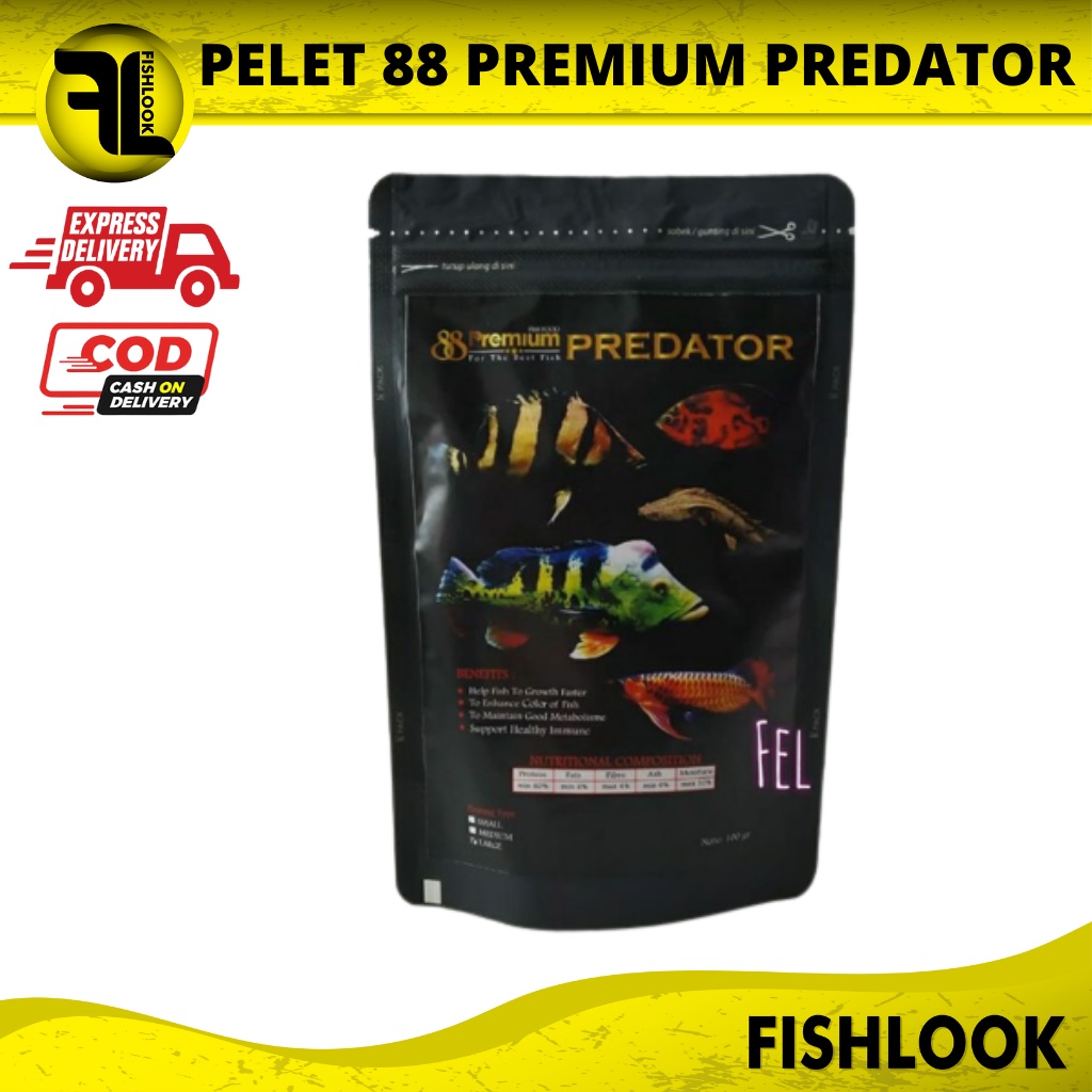 Pelet 88 Premium PREDATOR SMALL Pellet Pakan Makanan Ikan 100gr 100 gr