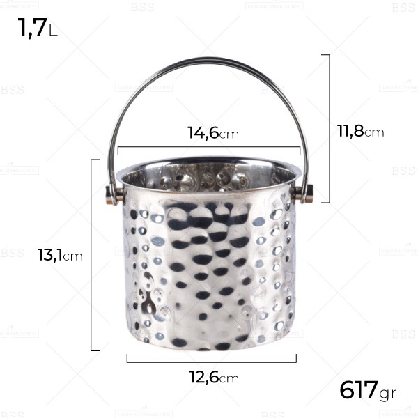 Ice Bucket Stainless Steel 1.7L Wadah Ember Es Batu Minuman Dingin Champagne Wine