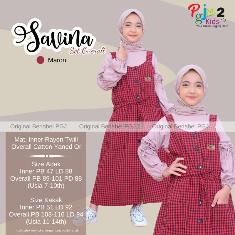Savina Set Overall Adek Kakak Ori Pgj Kids