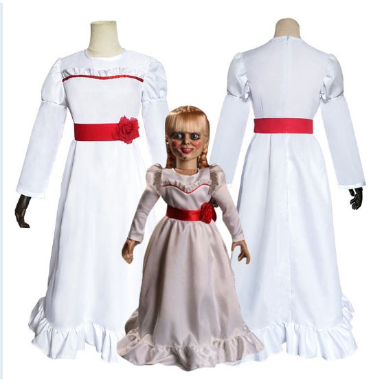 kostum ANNABELLE COSPLAY HORROR BONEKA HANTU HALLOWEEN