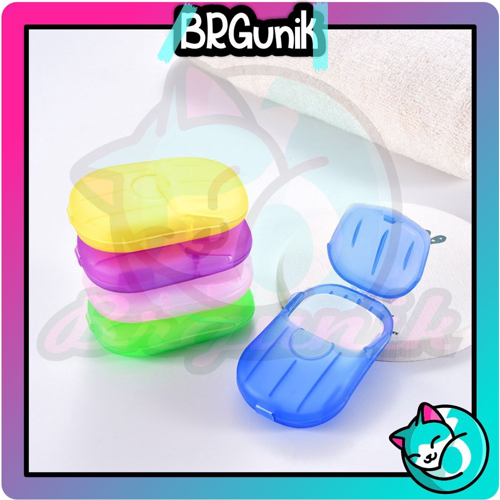 BRGUNIK Sabun Kertas Praktis Isi 20pcs / Travelling Paper Soap / Mini Washing Hand Bath Travel busa cuci tangan mandi R520