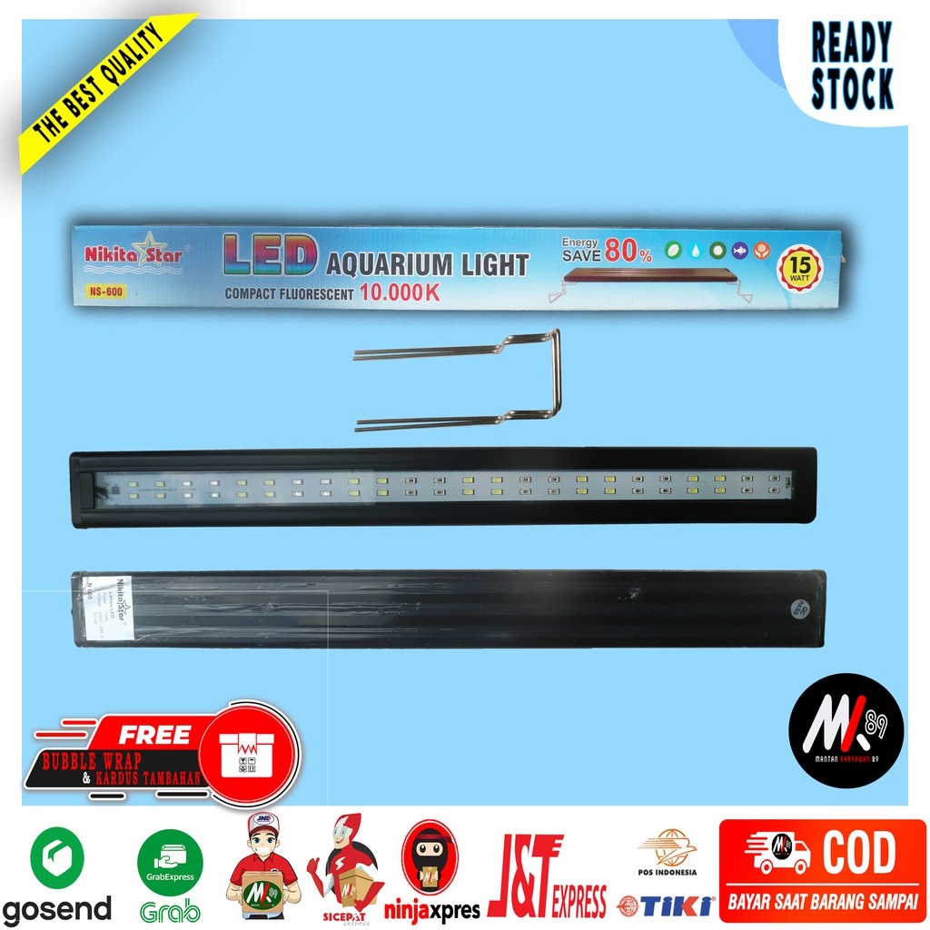 LAMPU AQUARIUM AQUASCAPE LED 60 CM MURAH TAHAN AIR 2 WARNA 15 WATT NIKITA STAR COD