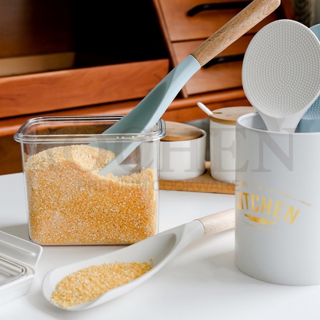 MYKOCHEN.INA Centong  SENDOK SPATULA KAYU TAHAN PANAS SOUVERNIR PERNIKAHAN KOREA PANJANG ANTI LENGKET MINI NEW Aesthetic Estetik Modern Minimalis Nordic